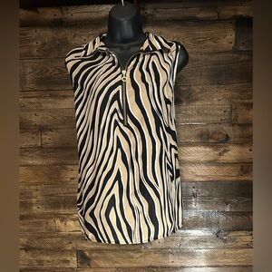 Carmen Marc Valvo Zebra Print Sleeveless Blouse